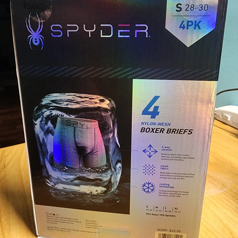 Spyder Nylon-Mesh Boxer Briefs 4-Pack in Black and Blue - Picture 2 of 4
